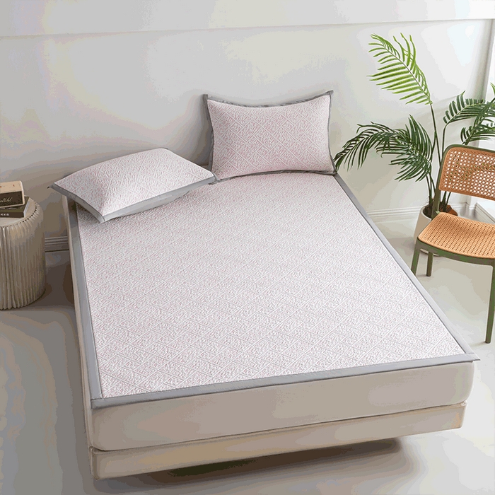 91家纺网 家纺一手货源 找家纺 鑫姿席业 2025新款A类凉感冰豆豆席 雅致床席款-冰粉