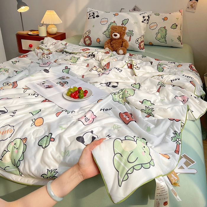 91家纺网 家纺一手货源 找家纺 简爱 2025新款A类针织棉大豆纤维夏被 卡通世界