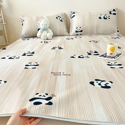 91家纺网 家纺一手货源 找家纺 （总）摩妮卡 2025新款数码碳光席冰丝席三件套床席款