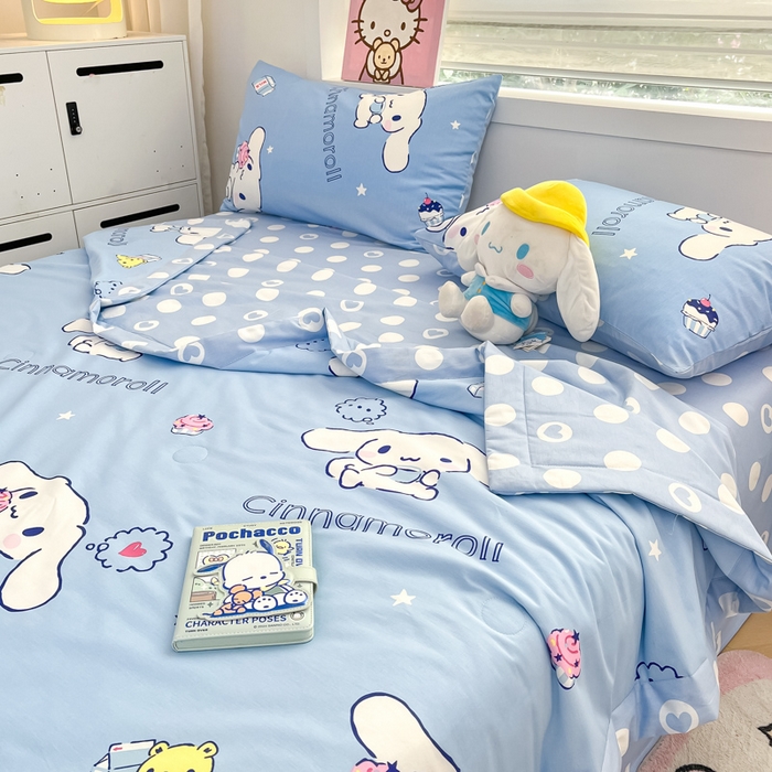 91家纺网 家纺一手货源 找家纺 博雅 2025新款三丽鸥全棉纯棉夏被夏凉被空调被四件套 夏被全棉-甜品玉桂狗