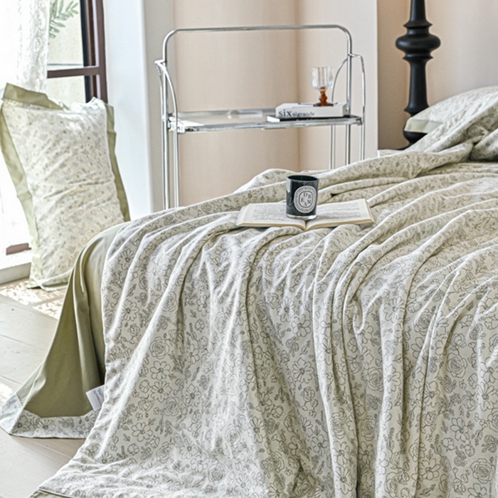 91家纺网 家纺一手货源 找家纺 佳居缘 2025新款天丝棉大豆印花夏被四件套 墨花