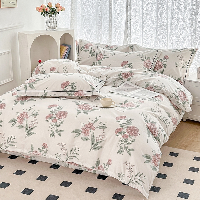 91家纺网 家纺一手货源 找家纺 锦罗绣 2025新款全棉13376印花套件单品单被套 暗香花-红