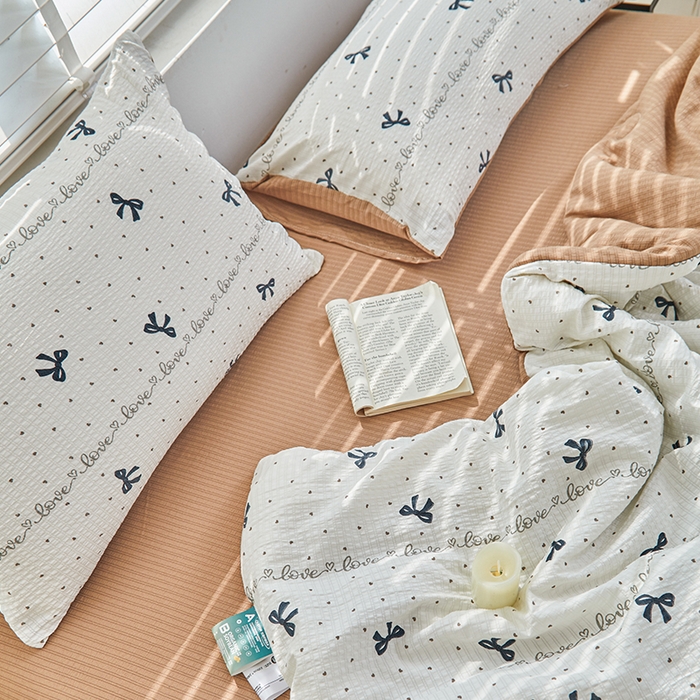 91家纺网 家纺一手货源 找家纺 迪乐妮 2025新款彩竺棉夏被四件套 爱心碟