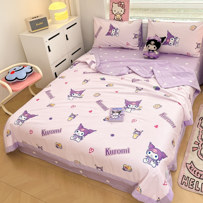 91家纺网 家纺一手货源 找家纺 博雅 2025新款三丽鸥全棉纯棉夏被夏凉被空调被四件套 夏被全棉-多彩库洛米