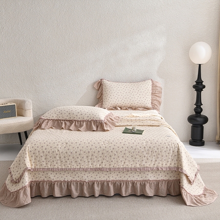 91家纺网 家纺一手货源 找家纺 （总）有货 2025春夏新款全棉纯棉双层纱夏被夏凉被空调被+床盖三件套