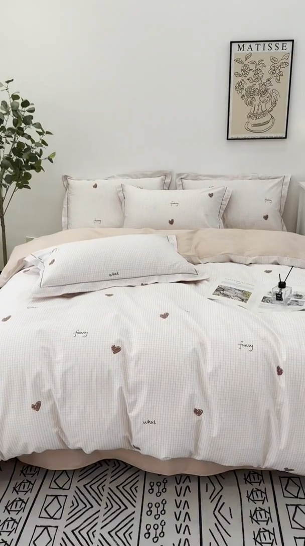 91家纺网 家纺一手货源 找家纺 橙艺 2025新款春夏铂金全棉四件套第二波 微光-粉