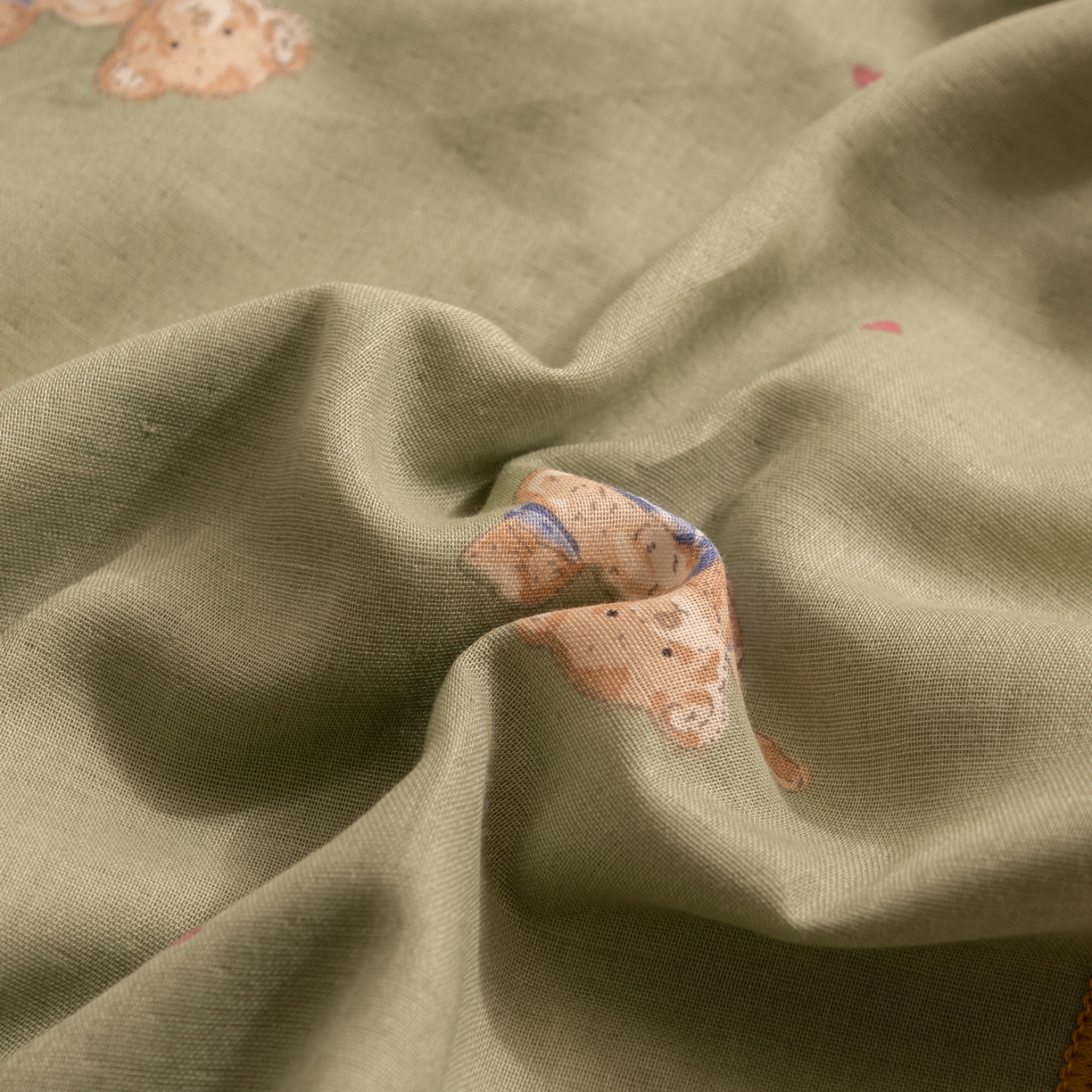 91家纺网 家纺一手货源 找家纺 萌番宝 2025新款A类全棉纯棉水洗双层纱卡通儿童单枕套信封枕单枕套 枕套单件 星星小熊