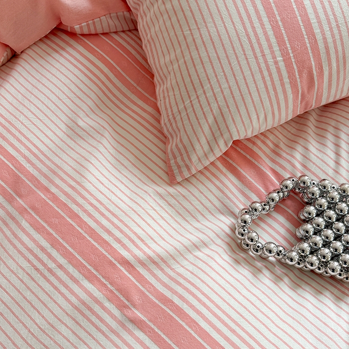 91家纺网 家纺一手货源 找家纺 玖弘家居 2025新款提花全棉四件套-繁星 繁星-粉