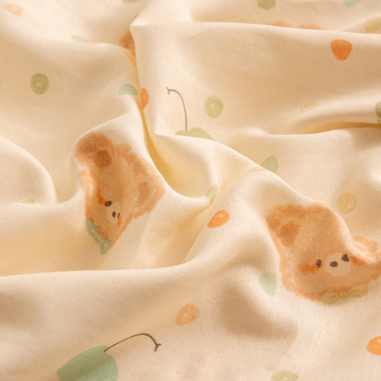 91家纺网 家纺一手货源 找家纺 萌番宝 2025新款A类全棉纯棉水洗双层纱卡通儿童单枕套信封枕单枕套 枕套单件 仔仔熊