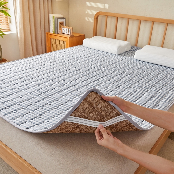 91家纺网 家纺一手货源 找家纺 迪乐妮 2025新款双面可用抑菌冰丝床褥爬爬垫-大床图 经典格