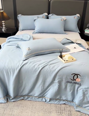 91家纺网 家纺一手货源 找家纺 （总）灰鲸 2025新款轻奢洛可刺绣水洗棉夏被四件套系列