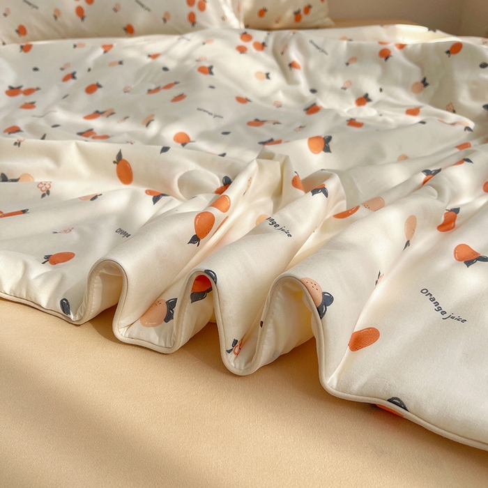 91家纺网 家纺一手货源 找家纺 简爱 2025新款A类针织棉大豆纤维夏被 橙心如意