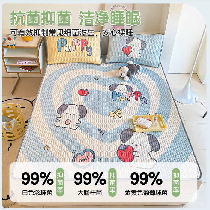 91家纺网 家纺一手货源 找家纺 布卢姆床垫 2025新款A类大版数码凉感丝乳胶凉席 草莓小狗