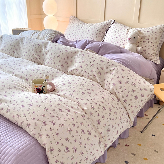 91家纺网 家纺一手货源 找家纺 人人爱 2025新款有氧针织棉双层纱床盖款四件套 雷拉小姐