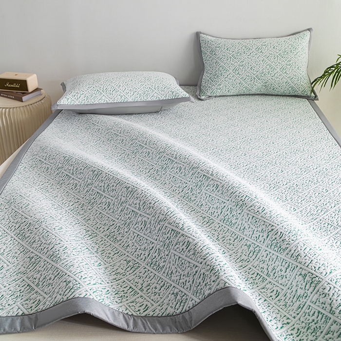 91家纺网 家纺一手货源 找家纺 鑫姿席业 2025新款A类凉感冰豆豆席 雅致床席款-冰豆绿