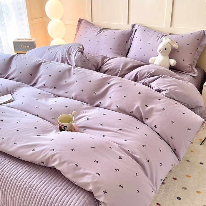 91家纺网 家纺一手货源 找家纺 人人爱 2025新款有氧针织棉双层纱床盖款四件套 结美