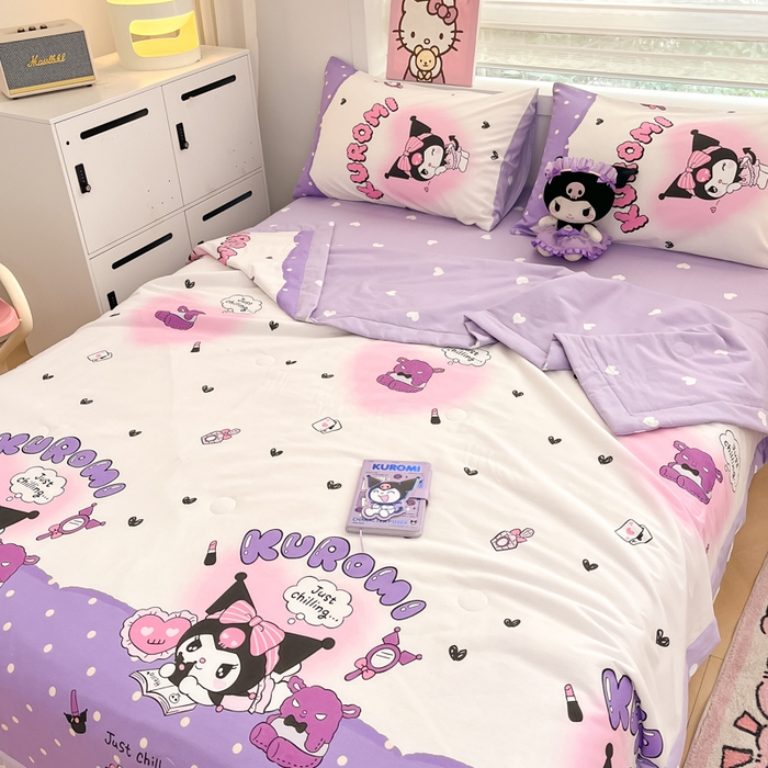 91家纺网 家纺一手货源 找家纺 博雅 2025新款三丽鸥全棉纯棉夏被夏凉被空调被四件套 夏被全棉-梦想库洛米