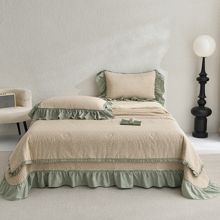 91家纺网 家纺一手货源 找家纺 （总）有货 2025春夏新款全棉纯棉双层纱夏被夏凉被空调被+床盖三件套