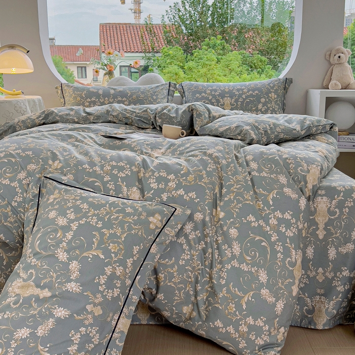 91家纺网 家纺一手货源 找家纺 锦罗绣 2025新款全棉13376印花套件单品 波光花纹