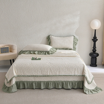 91家纺网 家纺一手货源 找家纺 （总）有货 2025春夏新款全棉纯棉双层纱夏被夏凉被空调被+床盖三件套