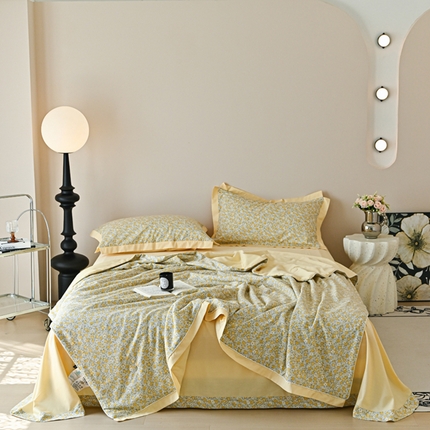 91家纺网 家纺一手货源 找家纺 佳居缘 2025新款天丝棉大豆印花夏被四件套 黛西