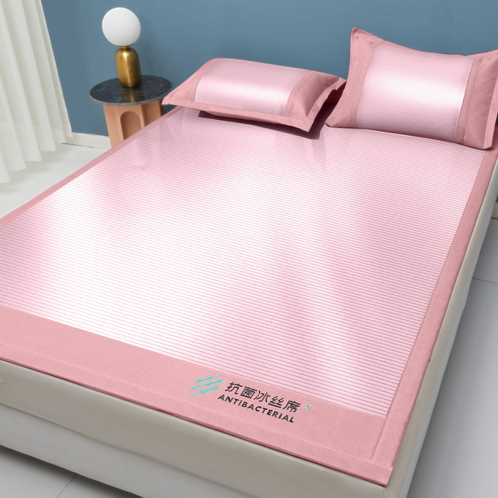 91家纺网 家纺一手货源 找家纺 迪乐妮 2025新款母婴级抗菌床笠款冰丝席 粉 床单款