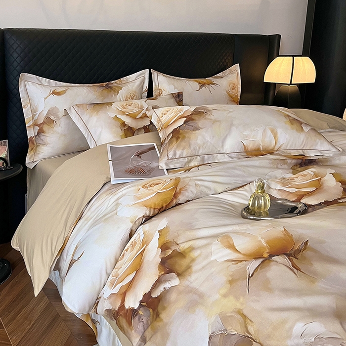 91家纺网 家纺一手货源 找家纺 金纱玉纺家纺 2025新款全棉13376数码印花四件套（礼盒包装）376A2