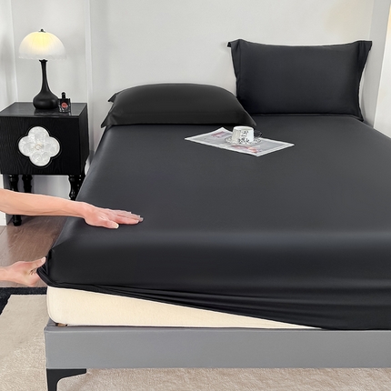 好阁家纺 2025新款进口LF级60S莱赛尔床笠两件套三件套 乌木黑