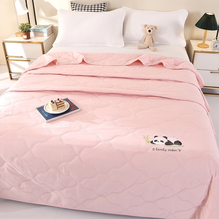 91家纺网 家纺一手货源 找家纺 爱洛家纺 2025新款熊猫超声波夏凉被被子被芯 熊猫粉-夏被