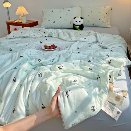 简爱 2025新款A类针织棉大豆纤维夏被 竹叶小熊