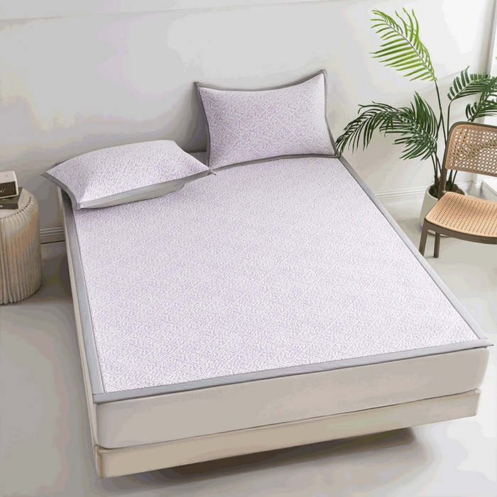 91家纺网 家纺一手货源 找家纺 鑫姿席业 2025新款A类凉感冰豆豆席 雅致床席款-冰紫