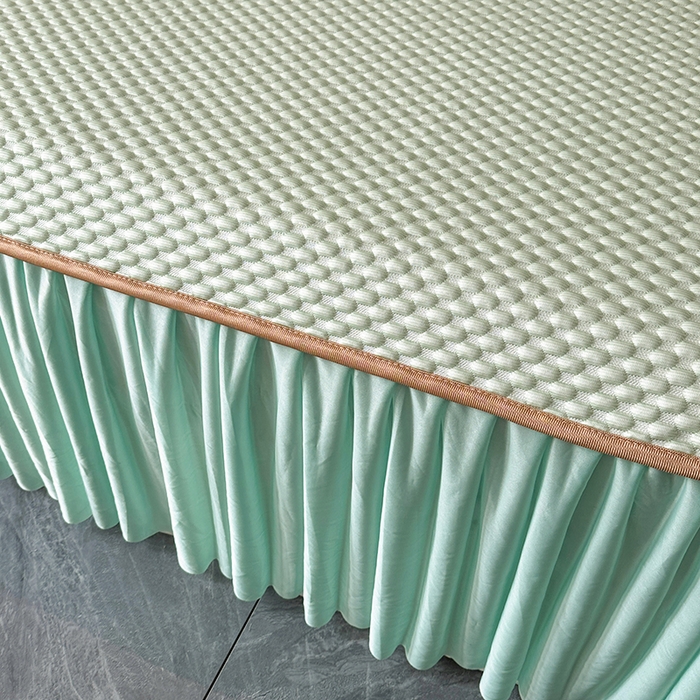 91家纺网 家纺一手货源 找家纺 爱洛家纺 2025新款凉感丝豆豆四件套床裙席 水绿~豆豆