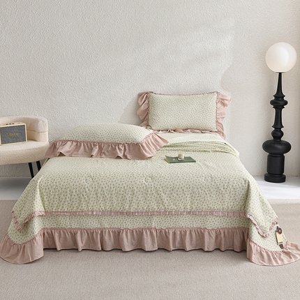 91家纺网 家纺一手货源 找家纺 （总）有货 2025春夏新款全棉纯棉双层纱夏被夏凉被空调被+床盖三件套