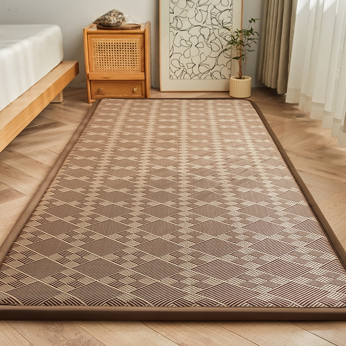 91家纺网 家纺一手货源 找家纺 迪乐妮 2025新款抑菌冰丝地垫床垫爬爬垫-小床图 抑菌冰丝垫九宫格-咖