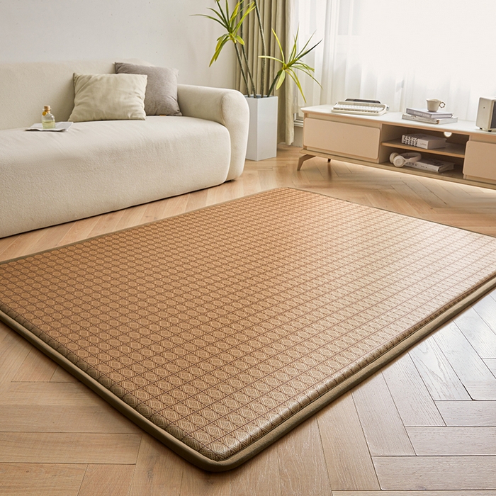 91家纺网 家纺一手货源 找家纺 迪乐妮 2025新款抑菌冰丝地垫床垫爬爬垫-大床图 抑菌冰丝垫+罗马格-咖色