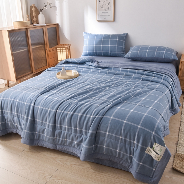 91家纺网 家纺一手货源 找家纺 玉清坊 2025新款色织水洗棉新疆棉花夏被【支持一件代发】 布丁大格