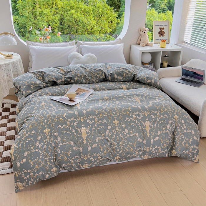 91家纺网 家纺一手货源 找家纺 锦罗绣 2025新款全棉13376印花套件单品单被套 波光花纹