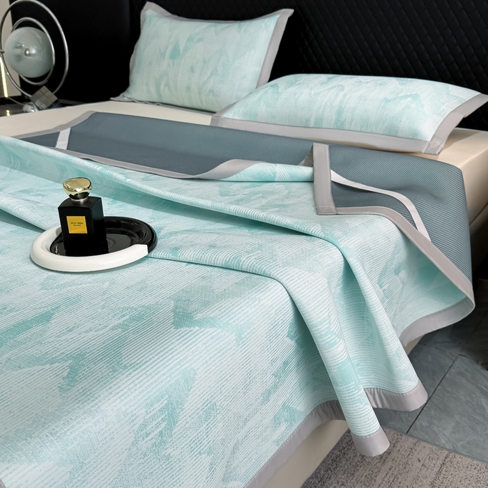 91家纺网 家纺一手货源 找家纺 （总）小萌虎 小萌虎 2025新款PE高分子乙纶提花凉感凉席床席款床笠款