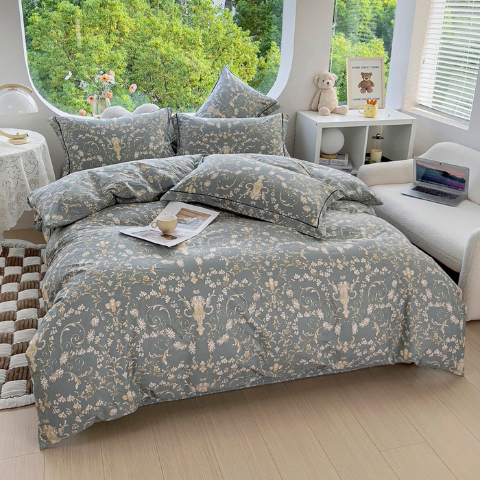 91家纺网 家纺一手货源 找家纺 锦罗绣 2025新款全棉13376印花套件单品 波光花纹