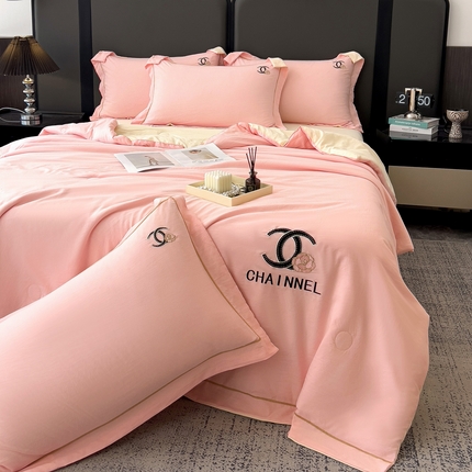 91家纺网 家纺一手货源 找家纺 （总）灰鲸 2025新款轻奢洛可刺绣水洗棉夏被四件套系列