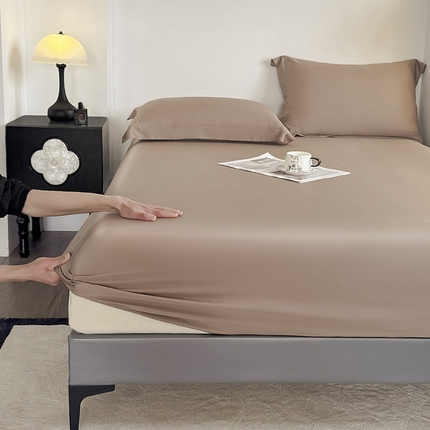 91家纺网 家纺一手货源 找家纺 好阁家纺 2025新款进口LF级60S莱赛尔床笠两件套三件套 拿铁