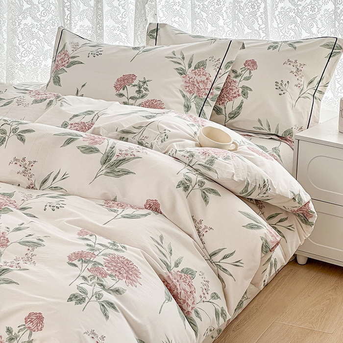 91家纺网 家纺一手货源 找家纺 锦罗绣 2025新款全棉13376印花套件单品单被套 暗香花-红