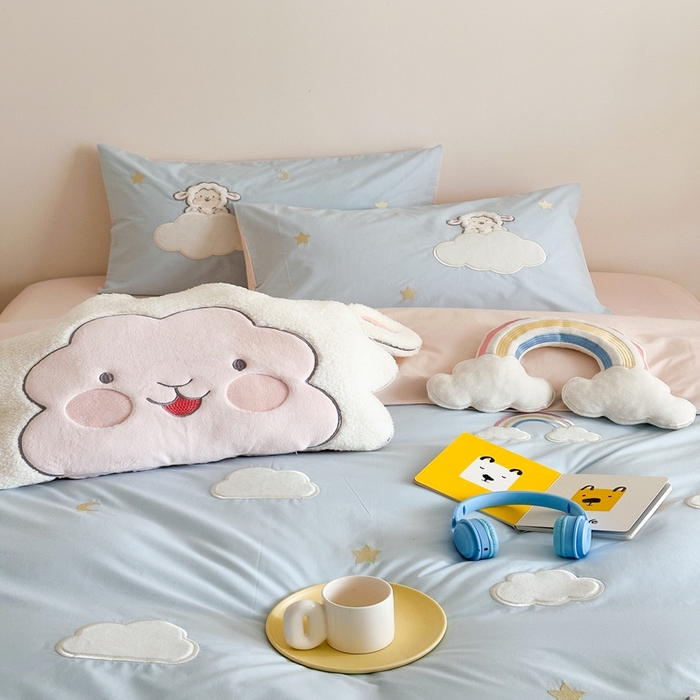 91家纺网 家纺一手货源 找家纺 朗莎家纺 2025新款40支全棉水洗五件套 喜羊羊