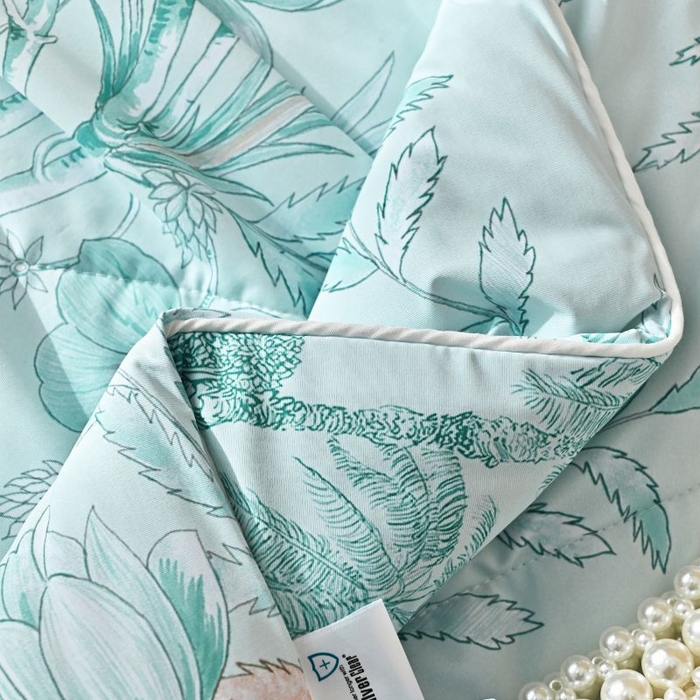 91家纺网 家纺一手货源 找家纺 佳居缘 2025新款A类冰氨双面数码印花凉感夏被 锦绣-绿