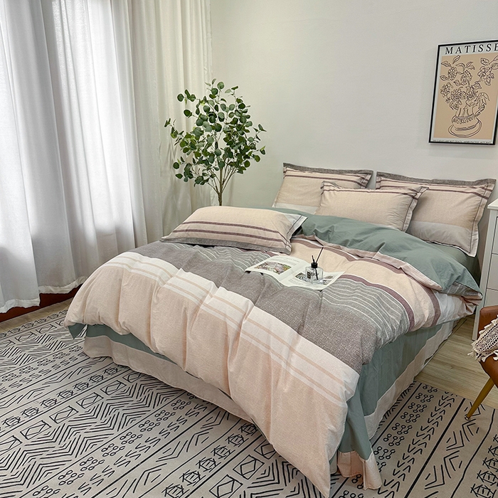 91家纺网 家纺一手货源 找家纺 橙艺 2025新款春夏铂金全棉四件套第二波 凝翠