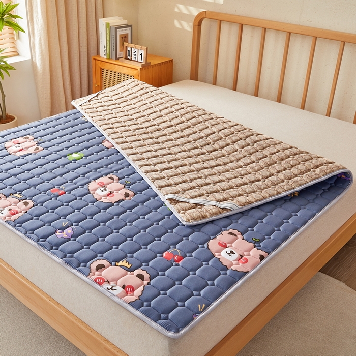 91家纺网 家纺一手货源 找家纺 迪乐妮 2025新款双面可用抑菌冰丝床褥爬爬垫-大床图 灰熊