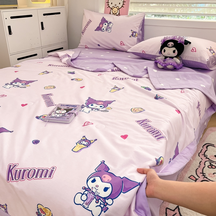 91家纺网 家纺一手货源 找家纺 博雅 2025新款三丽鸥全棉纯棉夏被夏凉被空调被四件套 夏被全棉-多彩库洛米