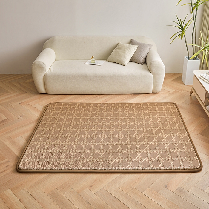 91家纺网 家纺一手货源 找家纺 迪乐妮 2025新款抑菌冰丝地垫床垫爬爬垫-大床图 抑菌冰丝垫+九宫格-咖色