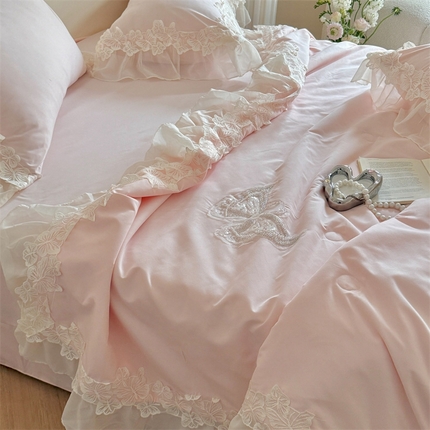 吾欢心 2025新款蝶恋花夏被四件套   蝶恋花粉