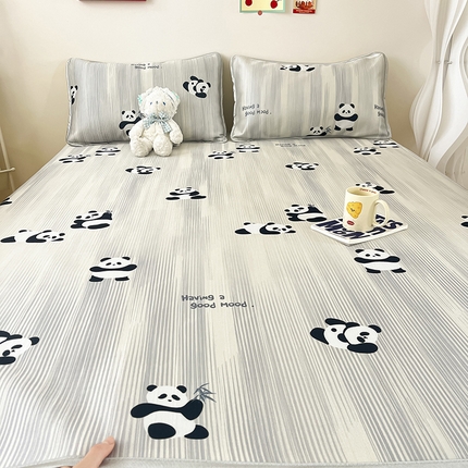 91家纺网 家纺一手货源 找家纺 （总）摩妮卡 2025新款数码碳光席冰丝席三件套床席款